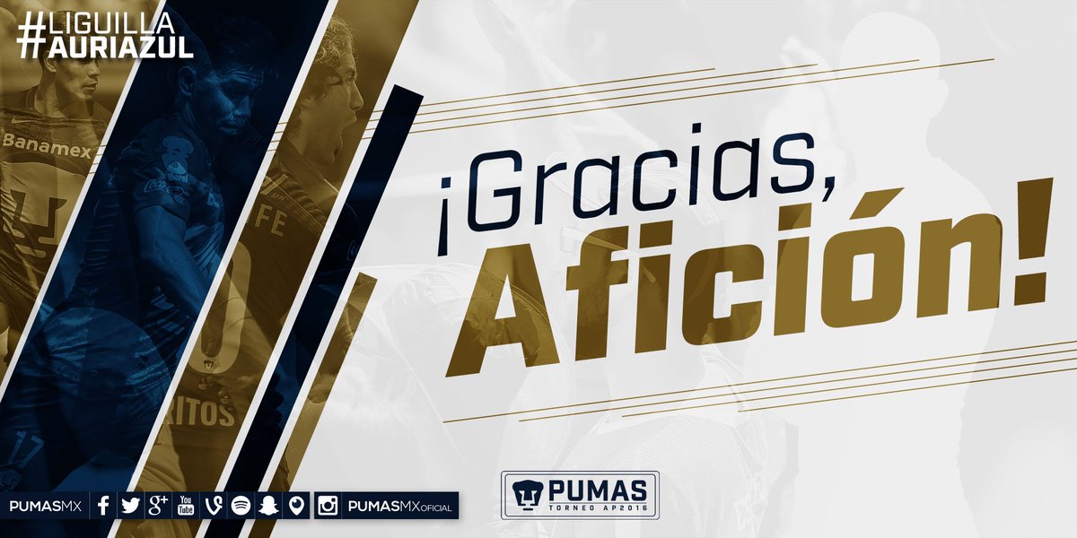 PumasMX's tweet photo. ¡Gracias por todo su apoyo, auriazules!
#SoyDePumas https://t.co/FVSdxPCzye