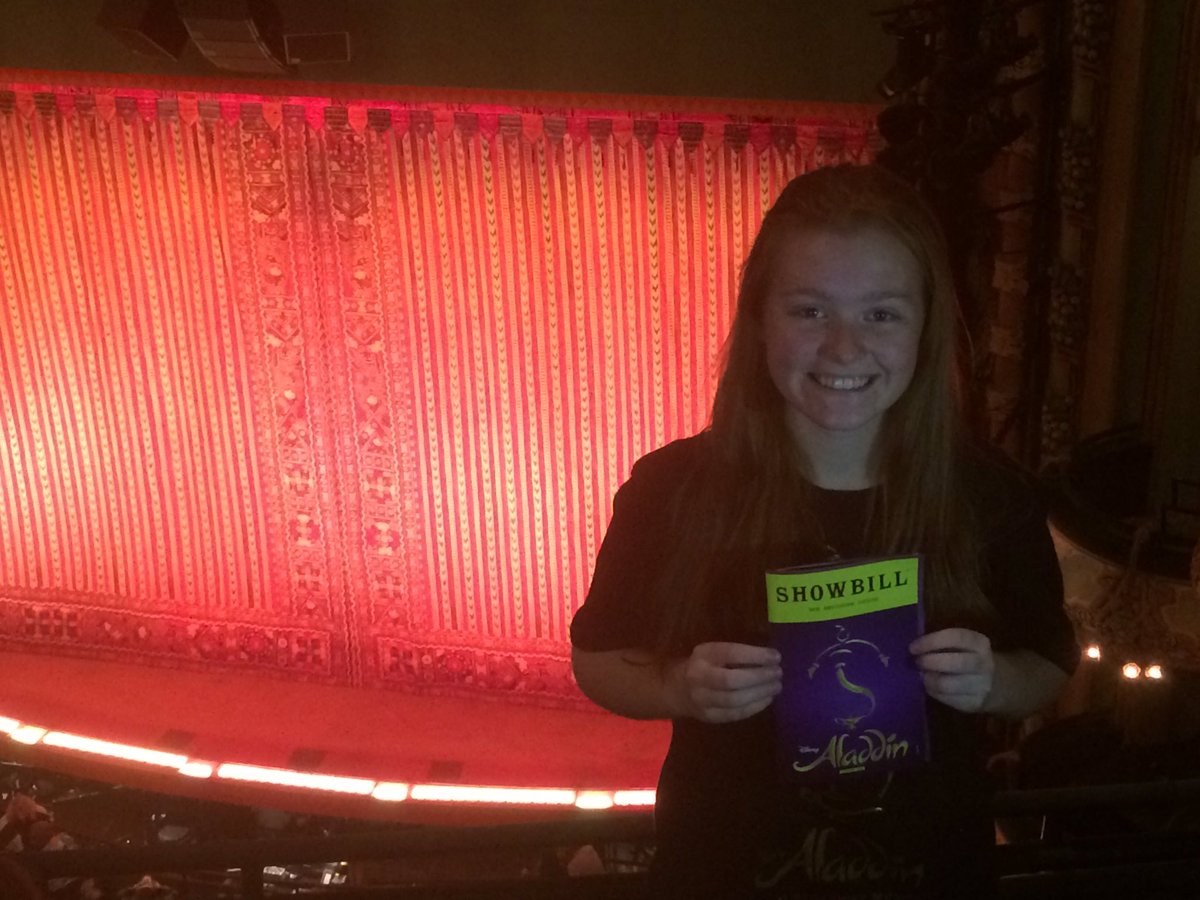 simply_corrina's tweet photo. My wish was granted and I saw my favorite show on Broadway! I'm so happy I got to share my happiness with my best friends @aladdin thank you https://t.co/gNkQZPuIBv