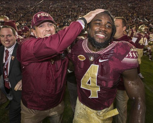ESPNInsights's tweet photo. .@FSU_Football has defeated both Florida and Miami in four straight seasons for the first time in school history https://t.co/jchuSoUT2e