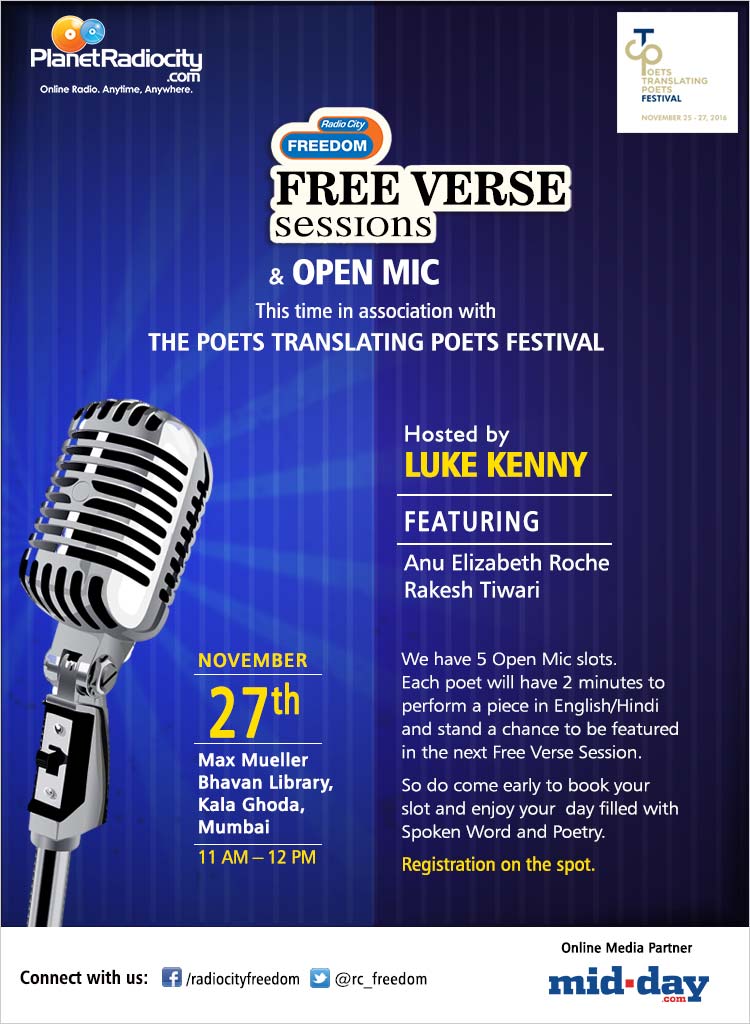 planetradiocity's tweet photo. Come join us for #FreeVerseSessions, #Edition 5, in association with #PoetsTranslatingPoets featuring Anu Elizabeth Roche & Rakesh Tiwari! https://t.co/M7Cgco9rht