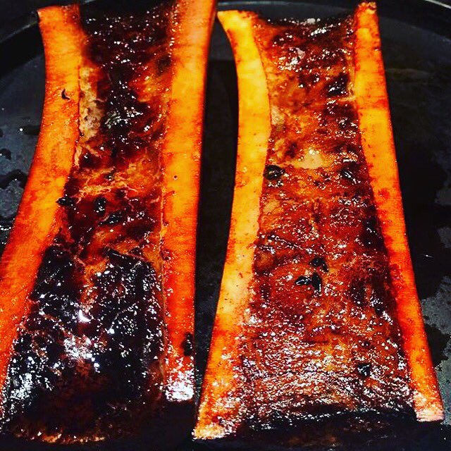 We are open for lunch &amp; dinner today from 12 pm, "Beef Marrow with Harissa"