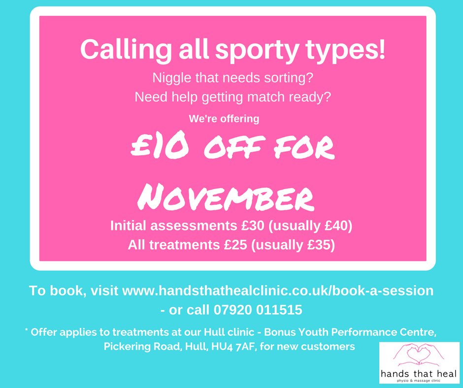 As it's 'Black Friday Week'don't forget you still have time to grab our November £10 discount offer #BlackFridayDeals #PhysiotherapyHull