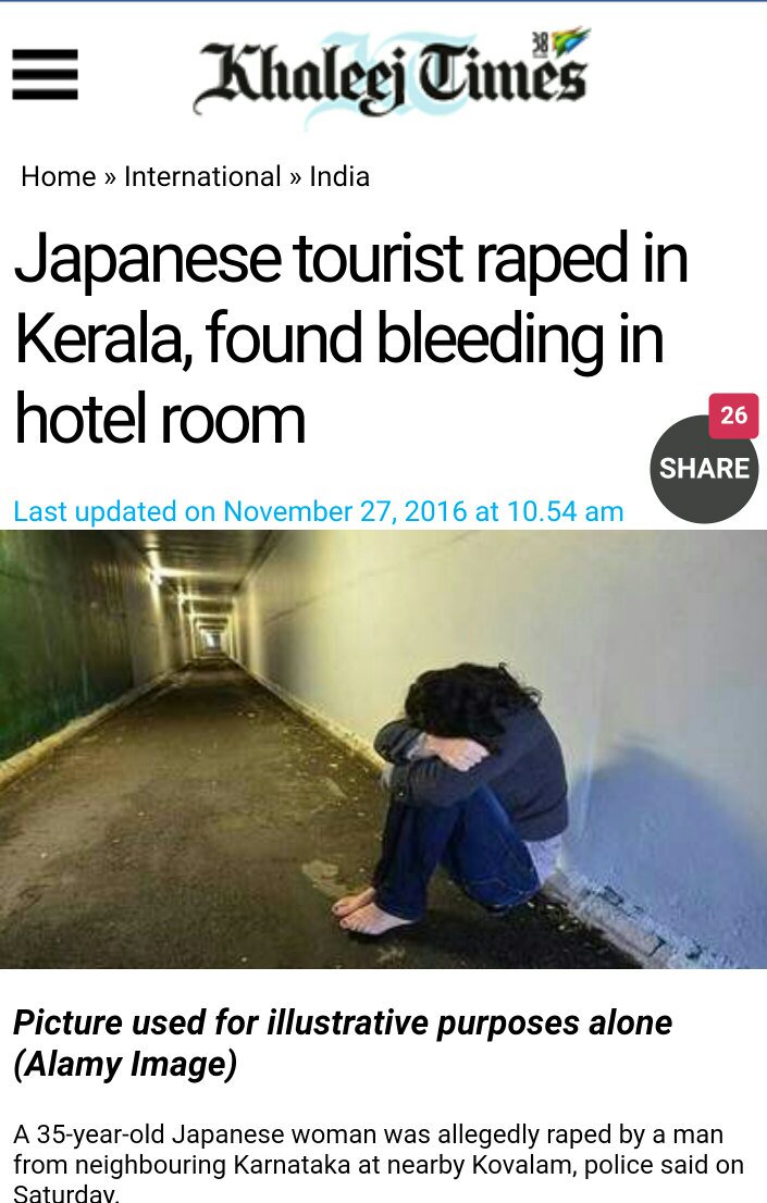 ITab29's tweet photo. #Kerala #StopRape in #India
#Tokyo #Rape #ShockingIndia #Goa https://t.co/NzTcfHH68x