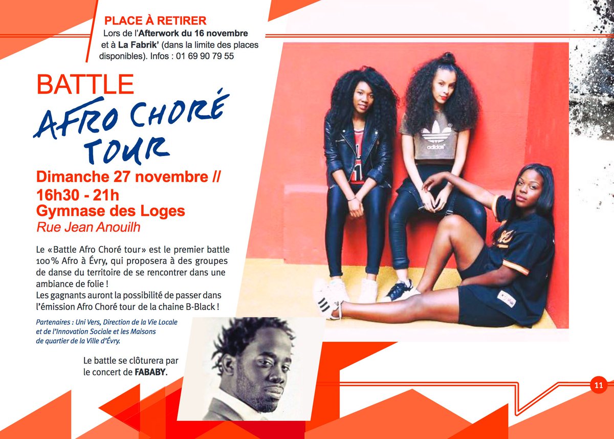 VilledEvryCourc's tweet photo. AGENDA - Inédit : Le «Battle Afro Choré tour» et le concert de @FababyOfficiel pour clore ces #JJ2016 ! 16h30 au gymnase des Loges ! https://t.co/QzumWcIYaK