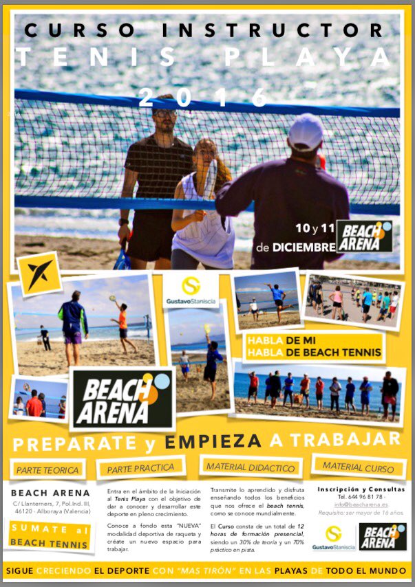 <a href="/beacharenavlc/">Beach Arena</a> Curso Instructor de Tenis Playa - 10 y 11 de Dic. - Info: 644 968 178 - Si te gusta, es un buen momento para empezar...