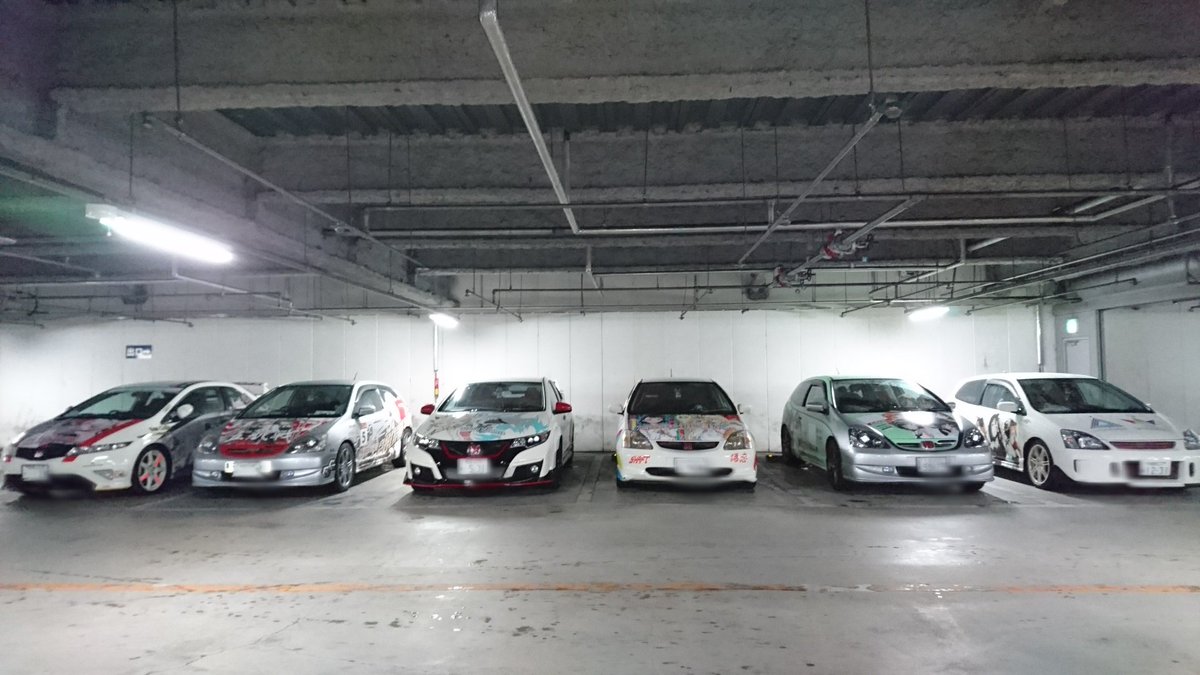 てつやん ホンダオブザユーケー車たち Ep3 Fn2 Fk2勢揃いで全車痛車 超レアな光景ですね