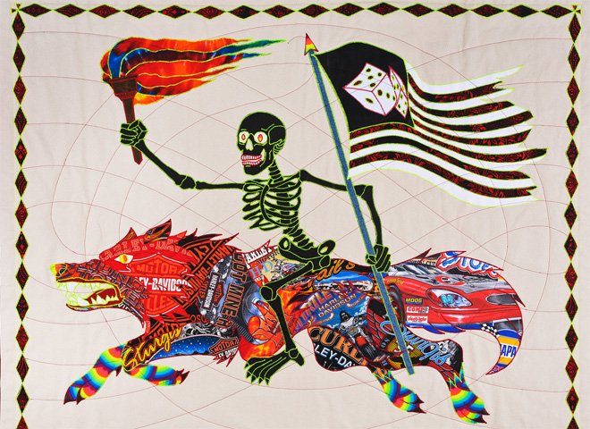 CBSSunday's tweet photo. The hard rock-influenced quilts of @mrbenvenom. Yes, they're quilts @Faith_Salie https://t.co/i44o8JsIvc https://t.co/vDKsKAygkg