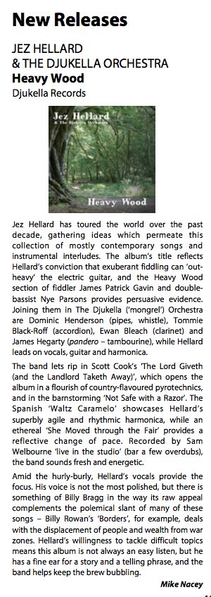 FolkShire's tweet photo. Shire Folk Album Review of the Day is 'Heavy Wood' by #JezHellard and the Djukella Orchestra https://t.co/HUDKduaNhA