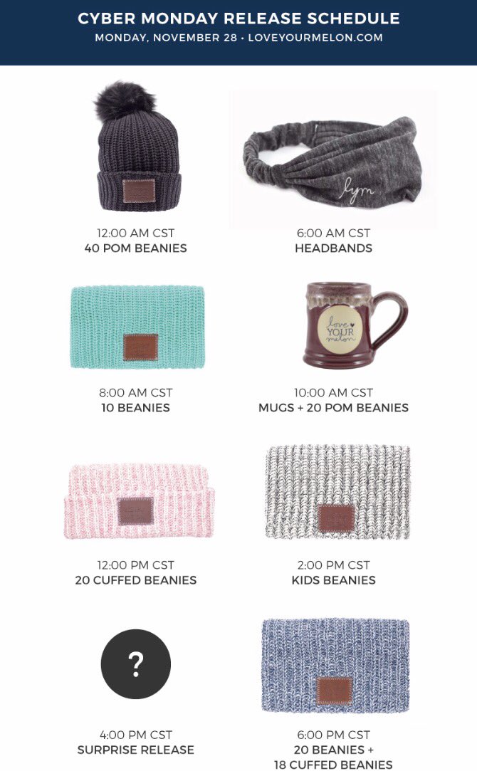 hc_lym's tweet photo. Tomorrow is Cyber Monday! Every LYM order will include free shipping &amp; surprise gifts inside! Here's the schedule for all the release times https://t.co/NeZhsUiz8i