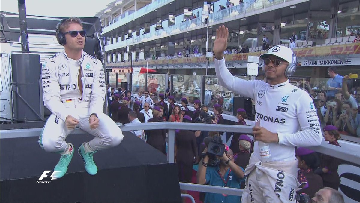 F1's tweet image. The 2016 #F1 world champion soaks up the atmosphere at the Drivers' Parade

But which one will it be?

#F1Finale #AbuDhabiGP 🇦🇪