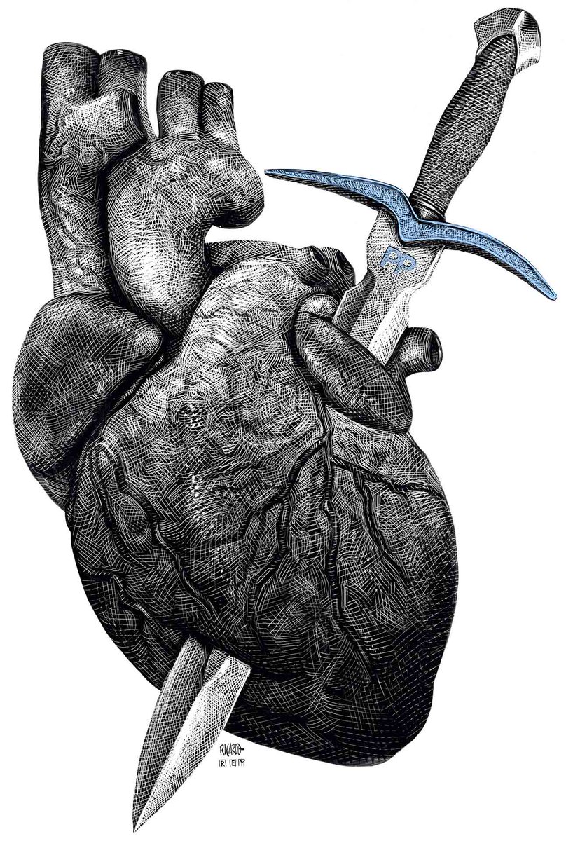 ReyDibujante's tweet photo. ... Un corazón atravesado por un puntiagudo estilete con guarda de gaviota #ilustración de Ricardo Martínez (@taverinez) y Julio Rey. https://t.co/U3FJCsnyl2