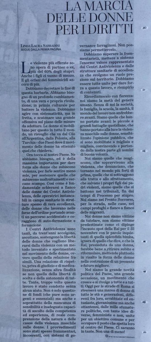 MLLSabbadini's tweet photo. Noi siamo..metà #genere umano, #donne che reagiscono a #violenzasulledonne,.. Ieri 💯 mila #nonunadimeno ieri  #LindaLauraSabbadini @LaStampa https://t.co/IRjGvLUs57