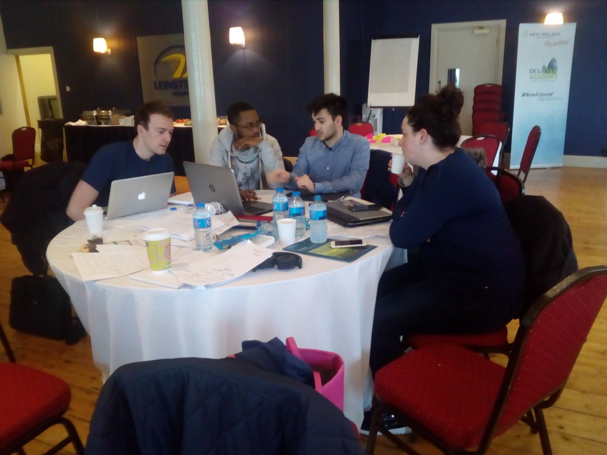 RyanAcademy's tweet photo. Things are getting intense here at #NewIrelandHackathon. With just under 5 hours until the final pitches, the teams are working hard https://t.co/B58w4GyXfz