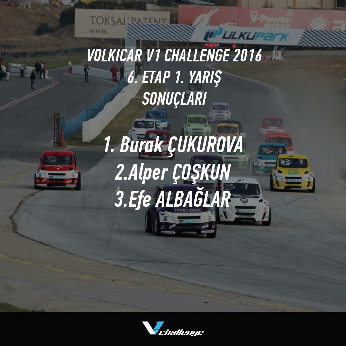 Volkicar V1 Challenge 2016 6. Etap 1. Yarış Sonuçları
1.Burak Çukurova
2.Alper Çoşkun
3.Efe Albağlar
#volkicar #v1challenge