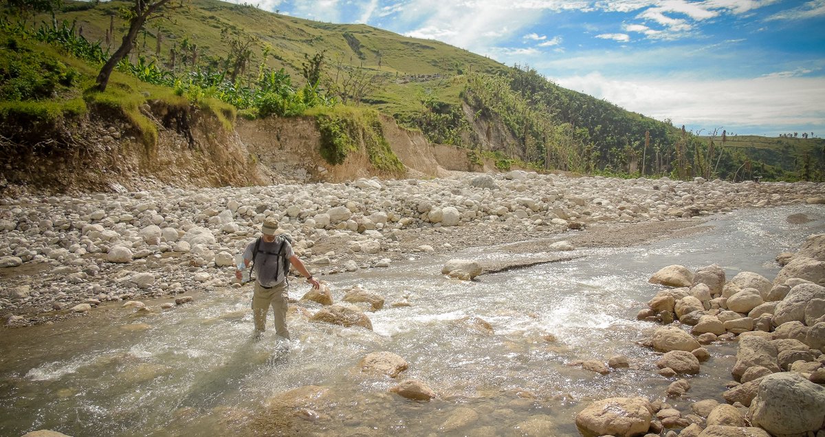 Our team once again hiked for several hours to return to the remote village of Beauclos to prepare for further aid distributions.