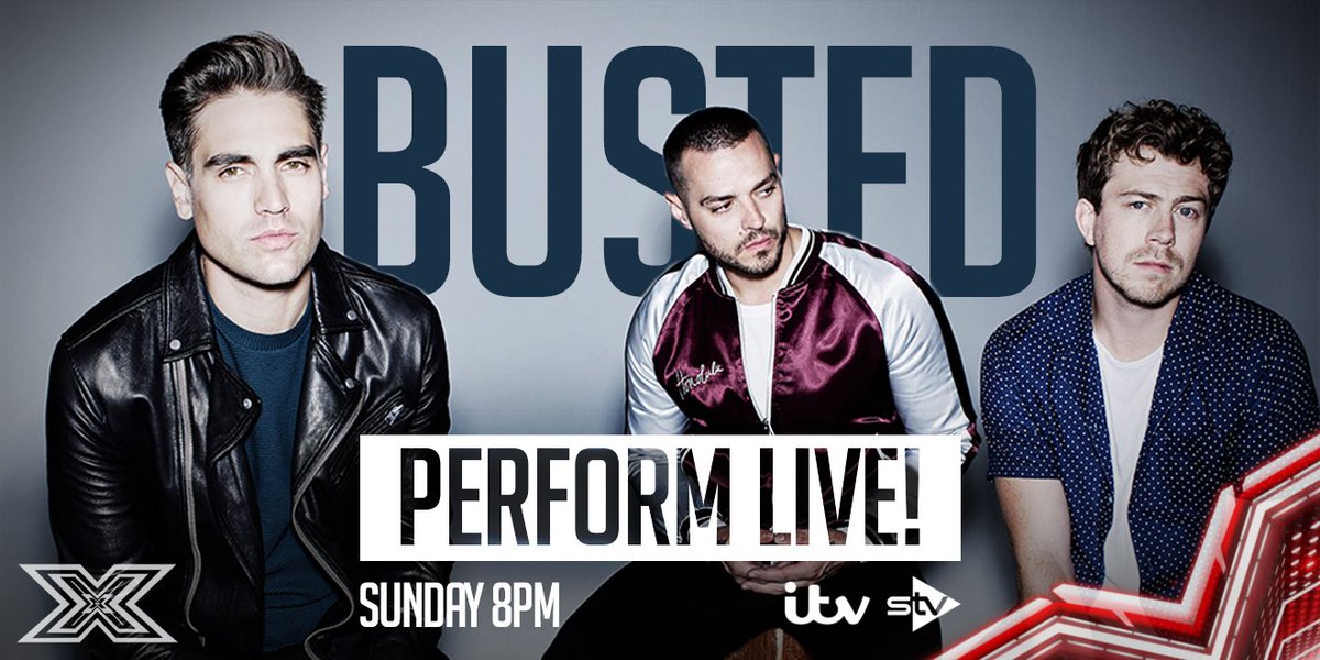 Busted's tweet photo. TONIGHT!! We're performing on @TheXFactor from 8pm. Unbelievably excited for this 🤗 ❌ 😝 https://t.co/Pv08vzTV7z