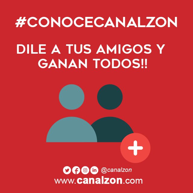Refiere a un amigo para que se registre y ambos ganan 2500 PUNTOS RED
#ConoceCanalzon > canalzon.com