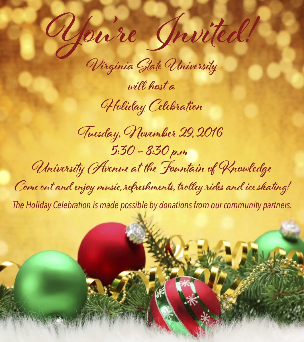 Welcome Back Trojans! Please join us for our Holiday Celebration on Tuesday at 5:30pm!
