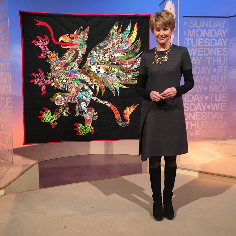 CBSSunday's tweet photo. Jane Pauley introduces us to the vibrant quilting art of @mrbenvenom on @CBSSunday - tune in today! https://t.co/3FnE61D7xx