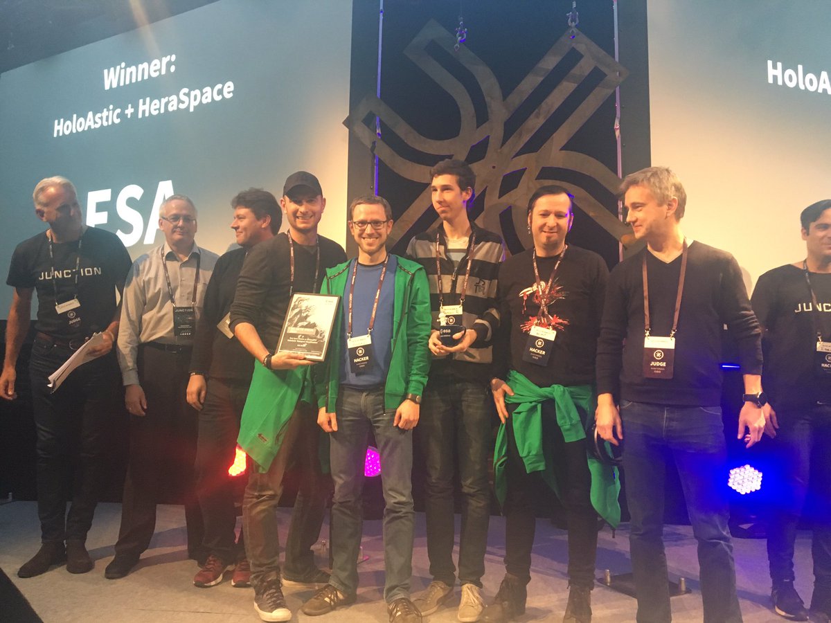 Space4Europe's tweet photo. Nice! HoloAstic @esa Special Prize Winners @hackJunction 2016! Optimising transport using VR and space data #thomasbeer @jphaler @fgi_nls https://t.co/GaWOzxIzTB