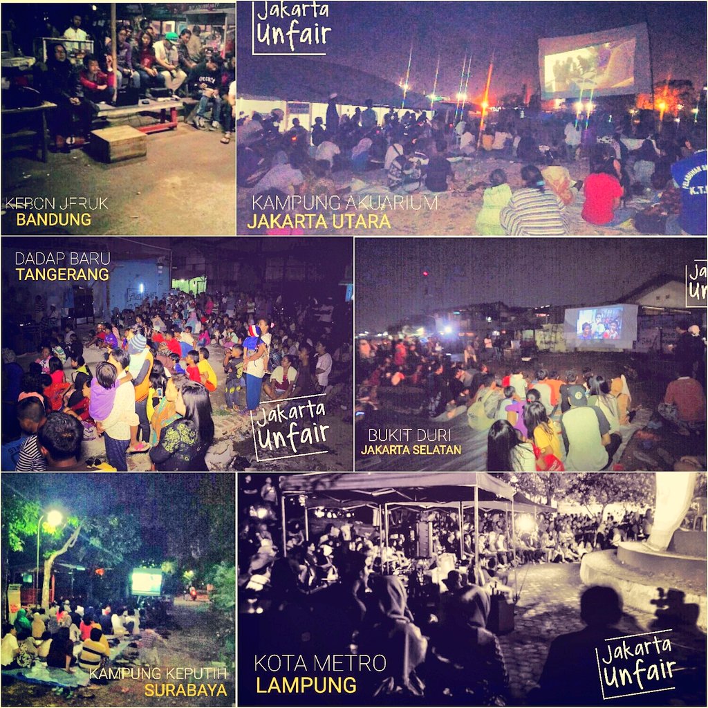 JAKARTA UNFAIR sdh hadir di 30 layar tancap di bbrp kota &amp; tak pernah ada masalah. Penyelenggara bukan kami. Tapi swadaya warga sendiri.