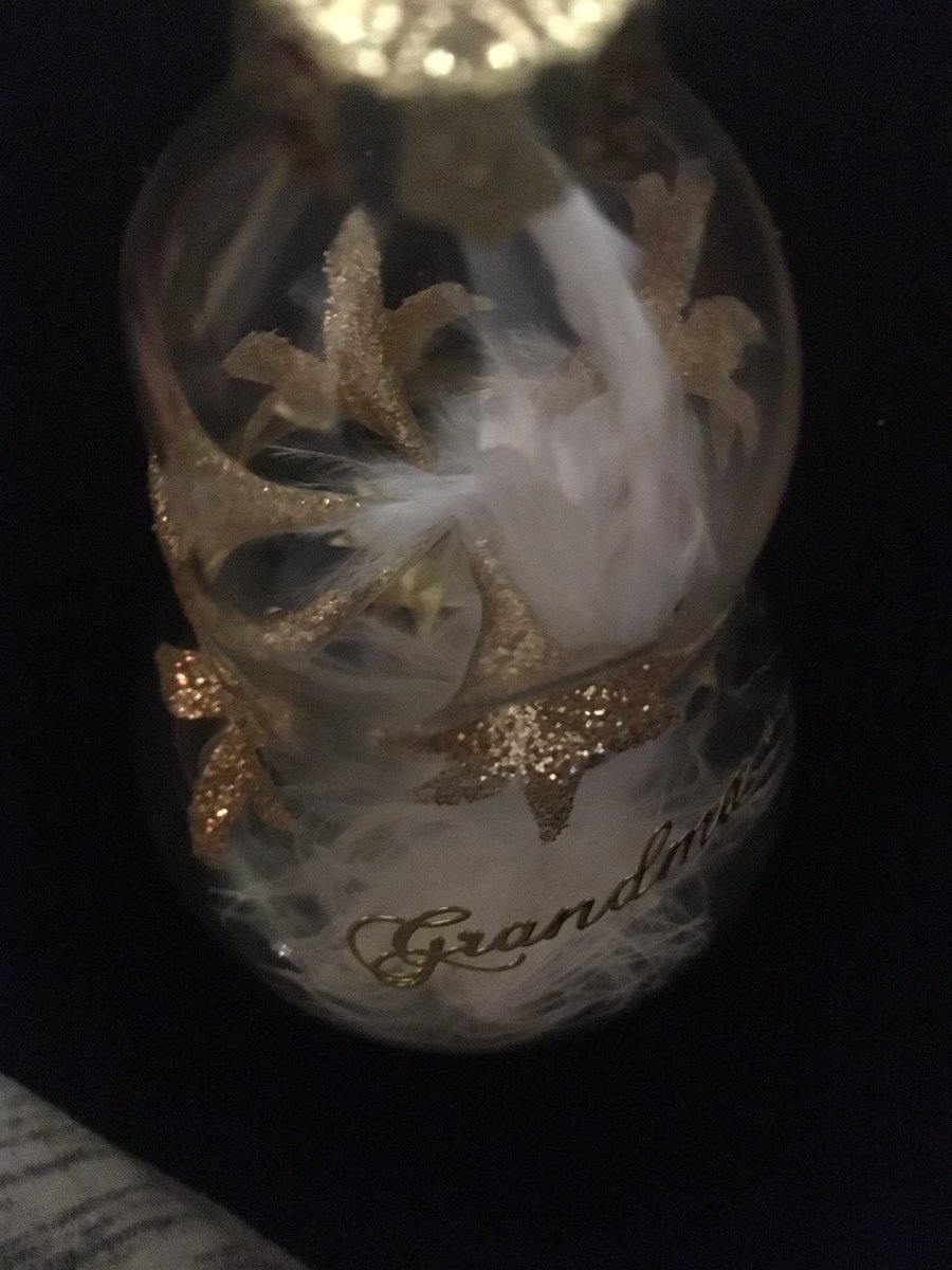 MoonBack2's tweet photo. Only 3 bell shaped and 2 round shape made no more will be being made , handmade blown glass baubles can be personalised feathers etc £6 each https://t.co/xalVJGdo49