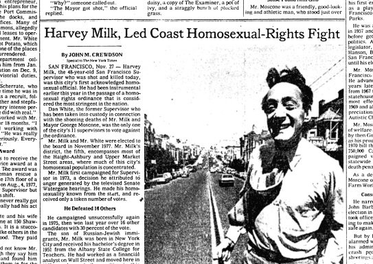 NYTArchives's tweet photo. Gay rights activist Harvey Milk is assassinated, this day in 1978. https://t.co/61TeEOdHZS https://t.co/yA9yCtJV1Y