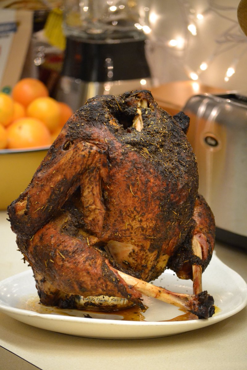 GordonWhann's tweet photo. @BBQPictures Beer Can Turkey. Special thanks to Foster's Lager. Grilled w/my special poultry rub. Nice red hickory smoked meat, and juicy! https://t.co/nspgbuWxYB