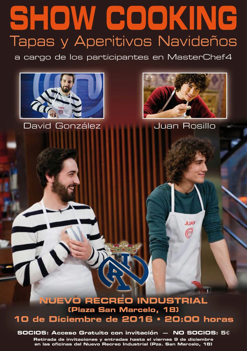 Os recordamos que el 10 de diciembre estaremos mi hermano <a href="/DavidMChef4/">David MasterChef 4</a> y yo en Leon!! No olvideis vuestras entradas😉