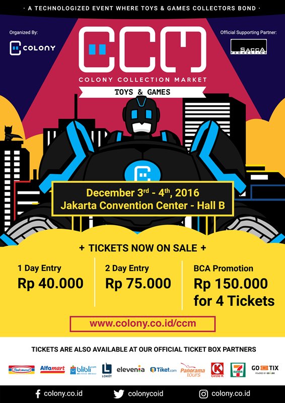 infojakarta's tweet photo. Get tickets to exhibition hall with lower price by purchasing it now! #CCM2016
#ColonyCollectionMarket2016 @colonycoid https://t.co/3gRvsdDHRT