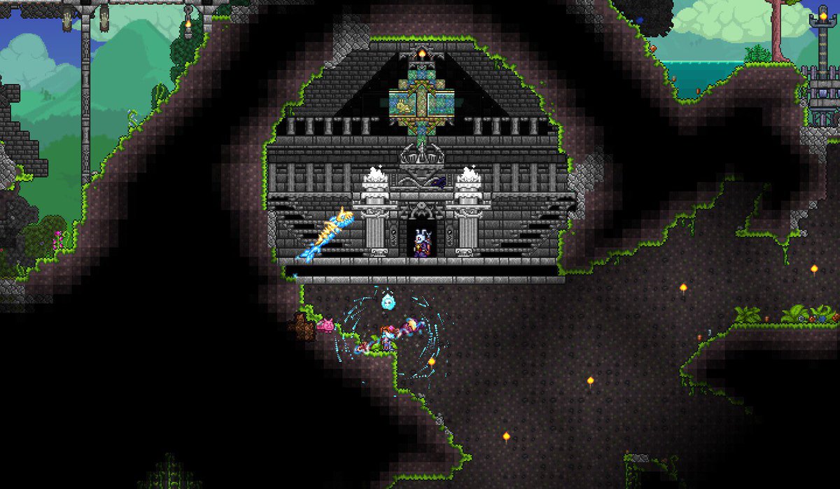 兎菱 Terraria Twitter ನಲ ಲ マルチのジャングル地帯で作っていた兎部族の村 画像は遺跡部 完成しました 今日は右側の兎教の祭壇作りました 2枚目参照 運が良ければ祭壇中央に2匹の金の兎の姿を見ることができるとか 笑 Terraria テラリア