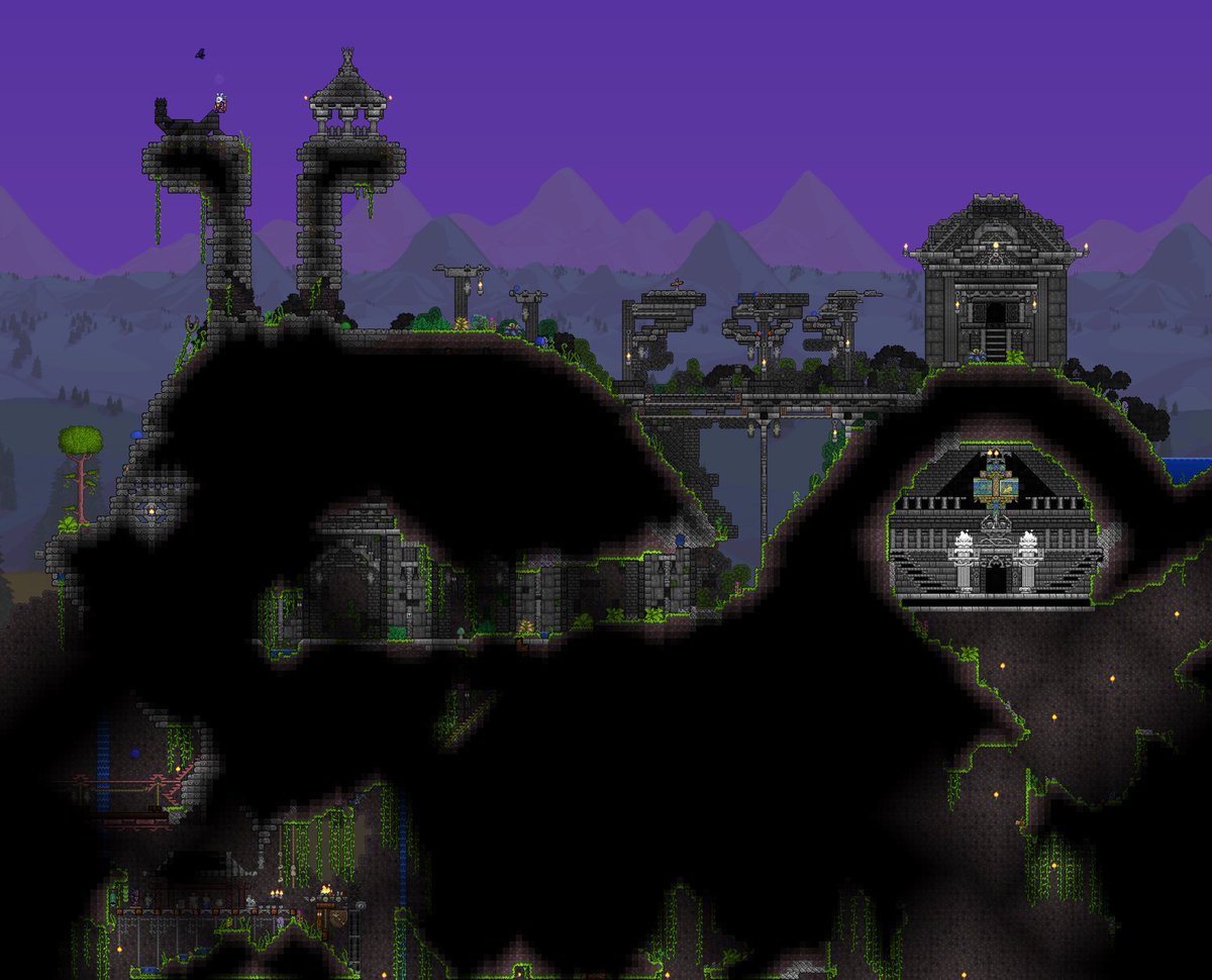 兎菱 Terraria Twitter ನಲ ಲ マルチのジャングル地帯で作っていた兎部族の村 画像は遺跡部 完成しました 今日は右側の兎教の祭壇作りました 2枚目参照 運が良ければ祭壇中央に2匹の金の兎の姿を見ることができるとか 笑 Terraria テラリア