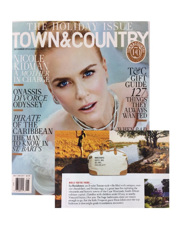 Be sure to pick up the Holiday Issue of @TownandCountryMag to see our #Hadleighs Duffle Bag featured- It’s the perfect gift! #TownAndCountry