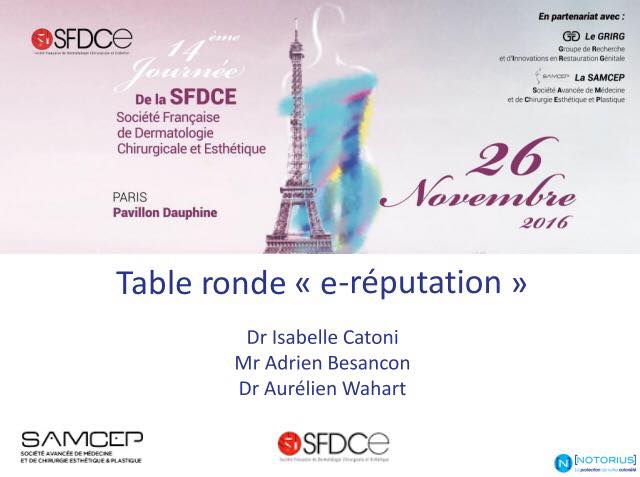 Notoriusmed's tweet photo. @Notoriusmed, était l'invitée de la #SFDCE et de la #SAMCEP pour parler de #Eréputation médicale et de #esanté. Merci au Dr @catoni_catoni https://t.co/zVH0fgjM3d