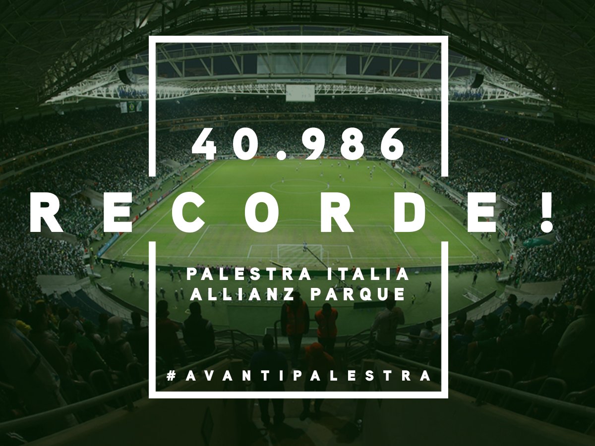 Palmeiras's tweet photo. Parabéns, #FamíliaPalmeiras! Batemos o recorde de público da nossa casa!

#AvantiPalestra #PALxCHA https://t.co/zCfRkpohCR
