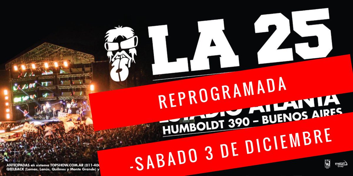 LA25OFICIAL's tweet photo. #La25enAtlanta tiene nueva fecha
SHOW REPROGRAMADO para el SÁBADO 3 DE DICIEMBRE
Las entradas adquiridas son totalmente válidas
Gracias x RT https://t.co/tO6aAJbxWJ