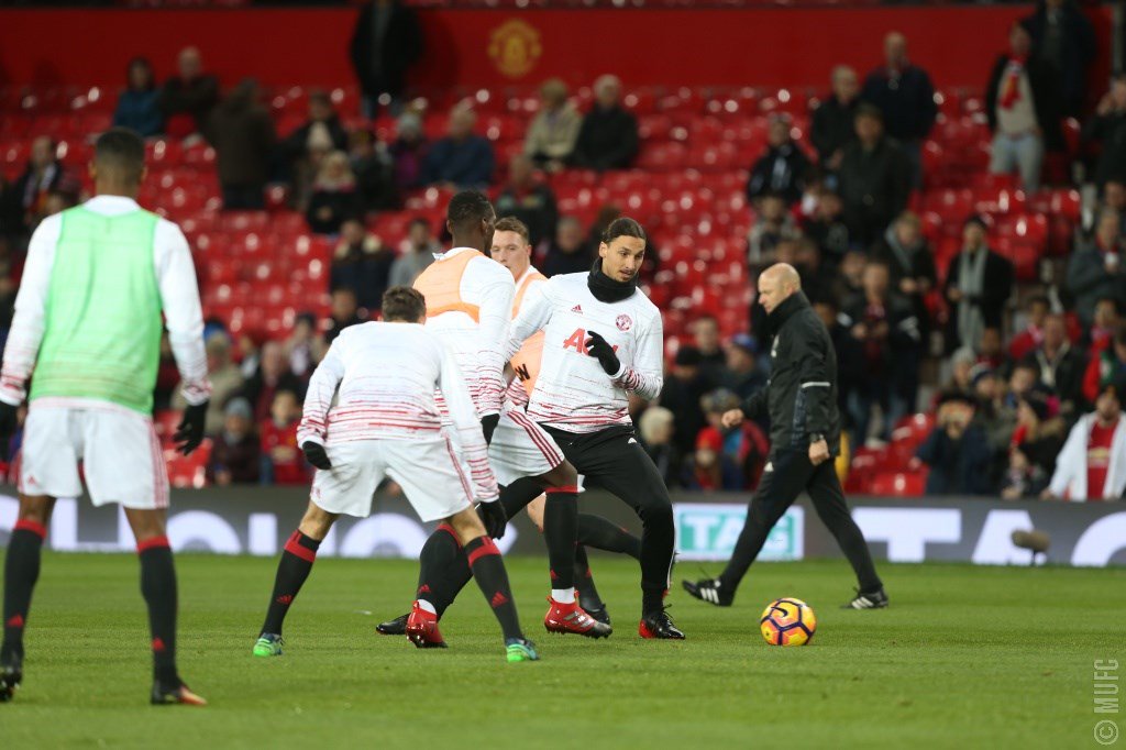 ManUtd's tweet photo. The #MUFC warm-ups are under way! #MUNWHU https://t.co/EOS25ivmj3