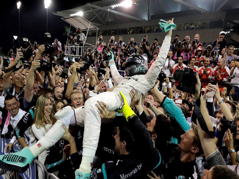 DeccanHerald's tweet photo. #NicoRosberg foils #lewishamilton to claim maiden title | https://t.co/dQQRnUKSJj #RosbergVsHamilton #AbuDhabiGP #F1Finale https://t.co/wTufKjttwA