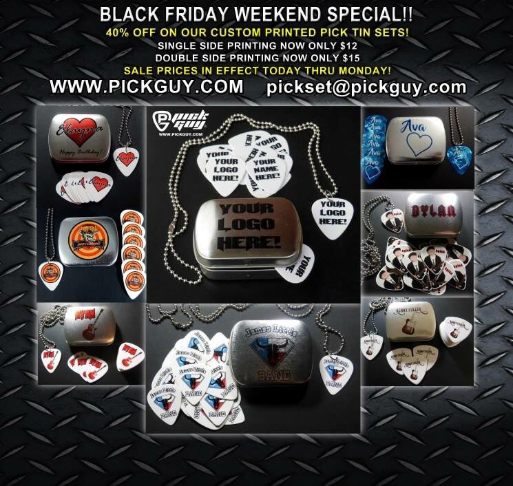 PickGuy's tweet photo. SAVE 40% all weekend! #blackfriday #pickset #pickguy #guitarpicks #customprinting #stockingstuffer #shopsmall https://t.co/dRUhQ1WPlS