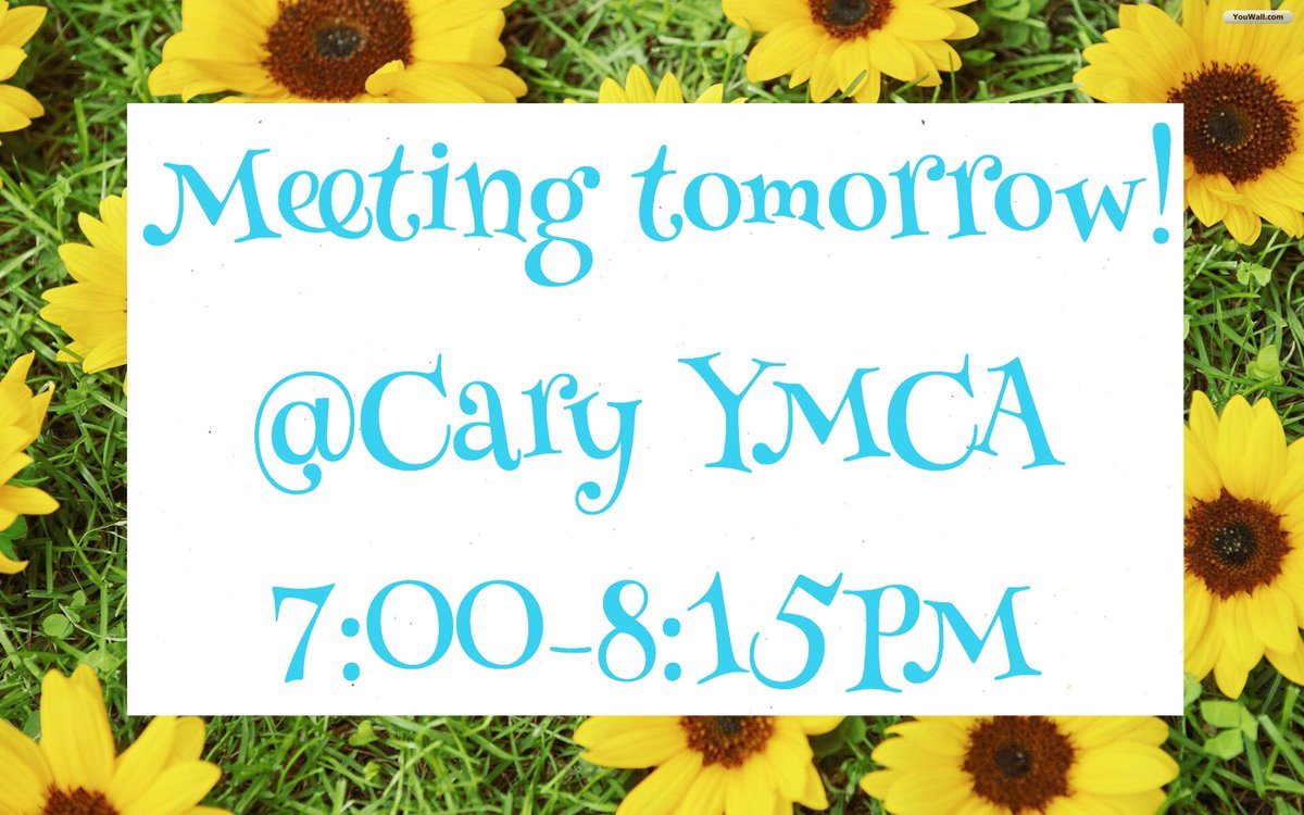 cary_lc's tweet photo. Hey guys! Club is tomorrow from 7-8:15pm at the Cary Y!! See you there!!!!😁😁 https://t.co/6kJ6tqbkef