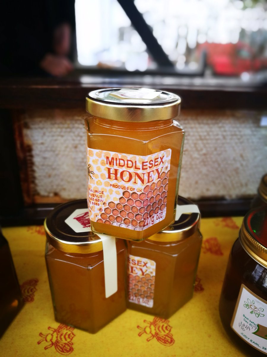 harrowmarket's tweet photo. Very local honey and beeswax Christmas tree decorations #itsthebeesknees #Honeybees  #harrow #village #market 🐝🐝🐝🐝🐝 https://t.co/h1DMKyko7l