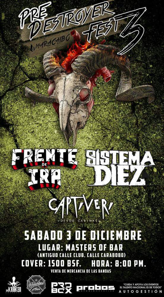 SistemaDiez's tweet photo. Este 3 de diciembre estaremos en @Mastersofbar junto a @FRENTEDEIRA y #captiveri! https://t.co/Q4PIpx1NaJ