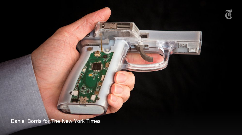 nytimes's tweet photo. The Editorial Board asks: Why not smart guns in this high-tech era? https://t.co/XF0abdKay7 via @nytopinion https://t.co/dWr8Qu7Tn8