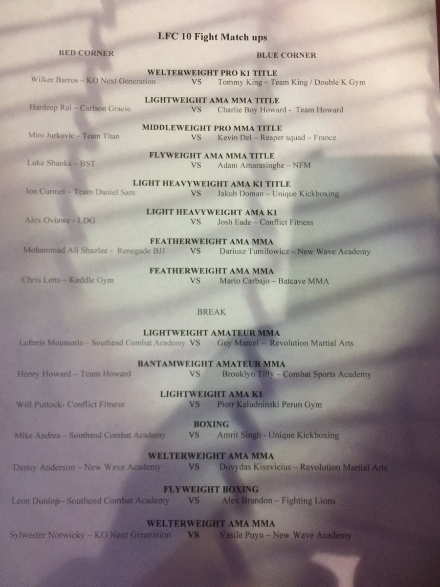 LionFightChamp's tweet photo. Tonight's FIGHTCARD here at #LFC10 #MMA #Rochester https://t.co/lvUkZm4cKk
