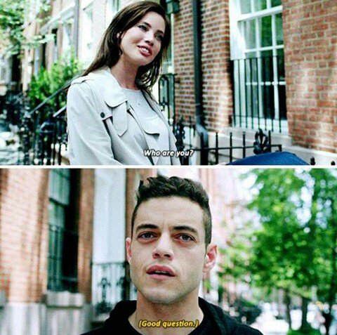 DroneAle00's tweet photo. "Who are you?" #MrRobot https://t.co/3Ueq6P3Bc9