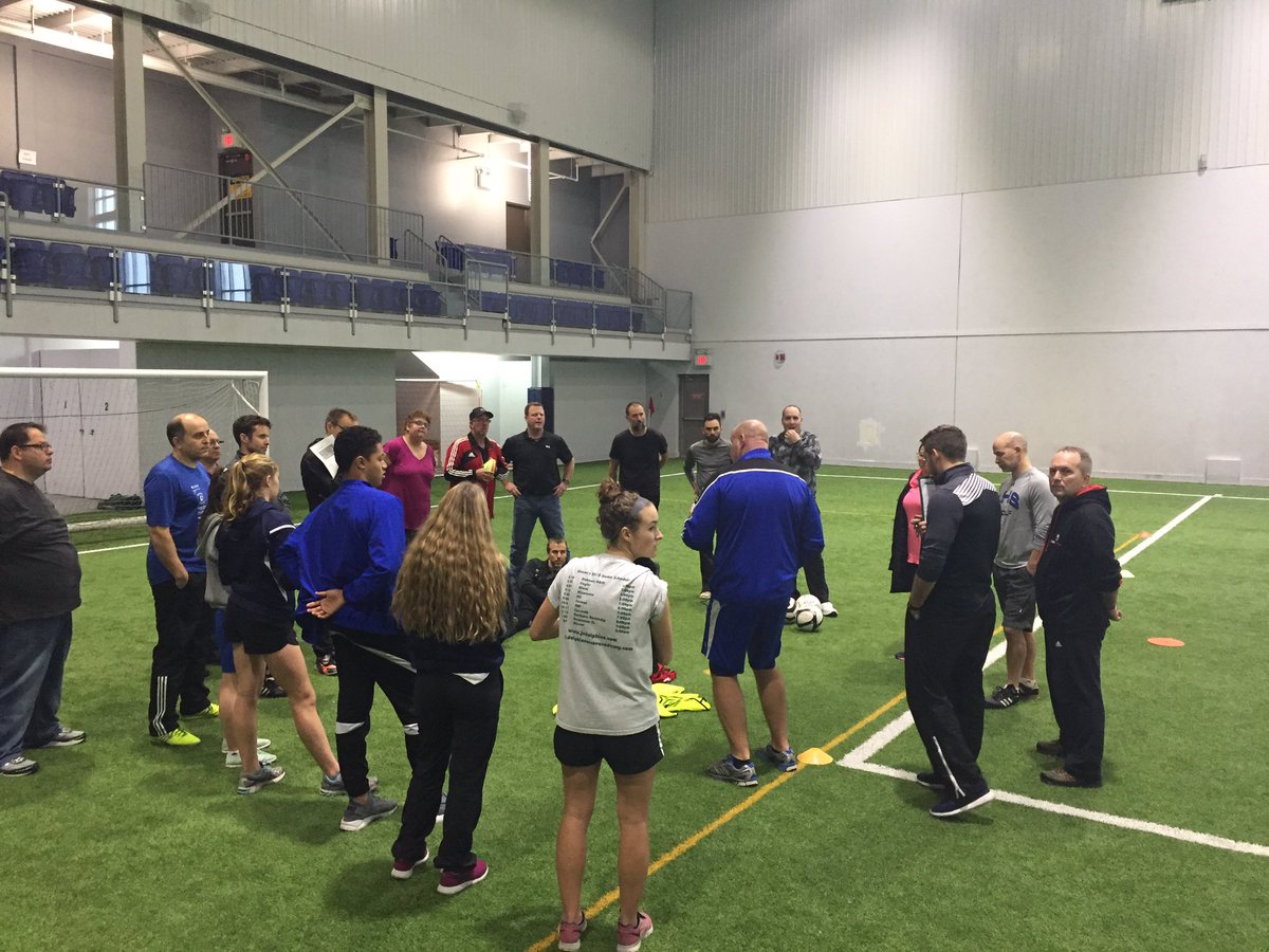 Whyatt's tweet photo. What a great scene @SoccerNS over 40 coaches participating in a Learning to Train and Soccer for Life workshops #mindsetchanging #SNSCoachEd https://t.co/FOhvhUioeu
