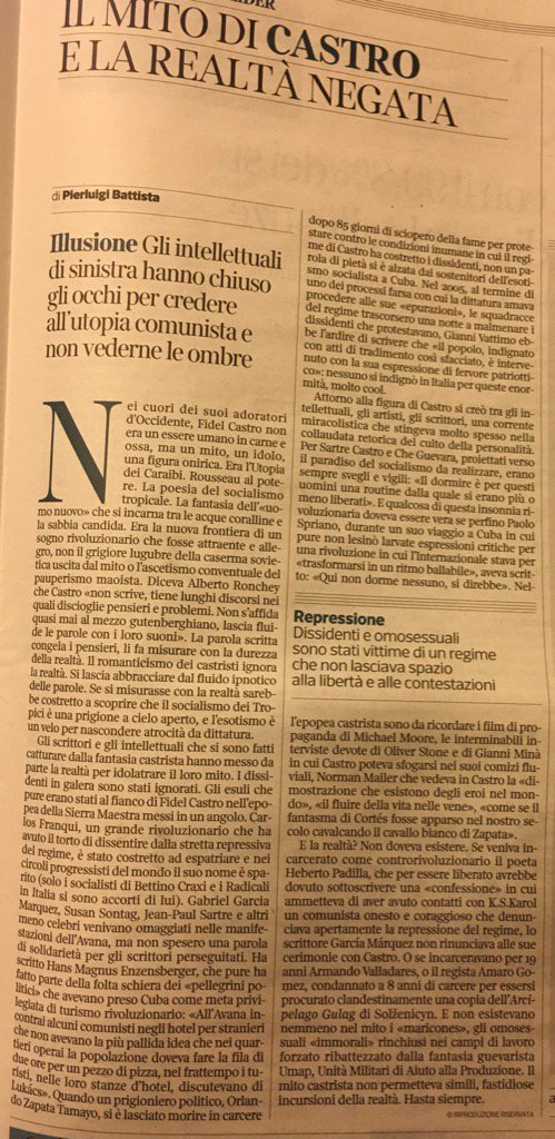 Scrittori si son fatti catturare da fantasia castrista, chiudendo occhi su poverta e persecuzioni.<a href="/PierluigiBattis/">pg</a>