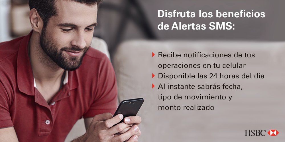 HSBC_MX's tweet photo. Con #AlertasSMS toma control de las operaciones que realizas con tu Tarjeta de Crédito HSBC. Conoce más detalles en:https://t.co/YhtOYyF0fj https://t.co/lXN1XlGaP4