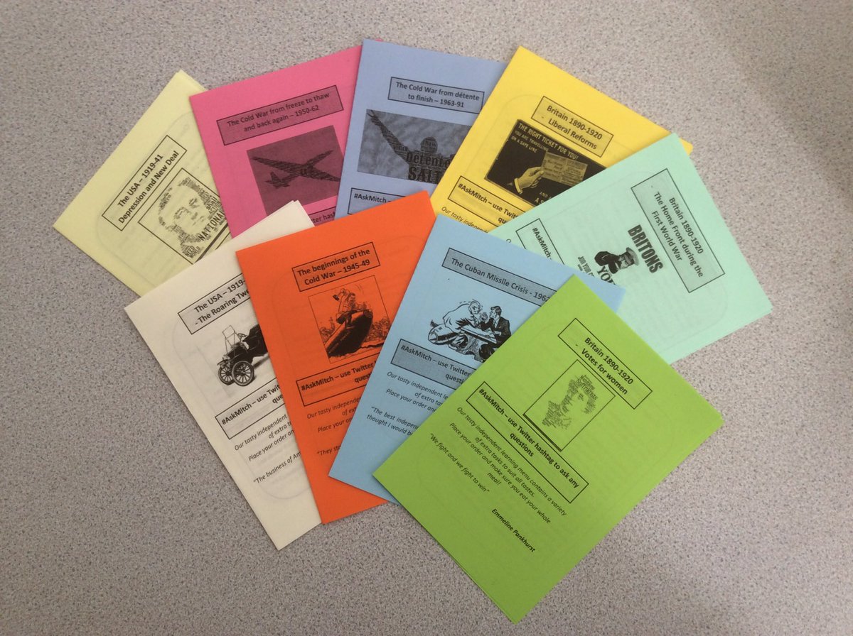 Jivespin's tweet image. Giving these revision menus to my Year 11s tomorrow to help them prepare for their mocks. Hope they help. #historyteacher