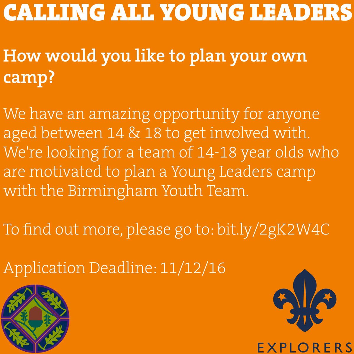Between 14 &amp; 18? We have a fantastic opportunity to get involved in planning your own camp. Find out more bit.ly/2gK2W4C #YouShape